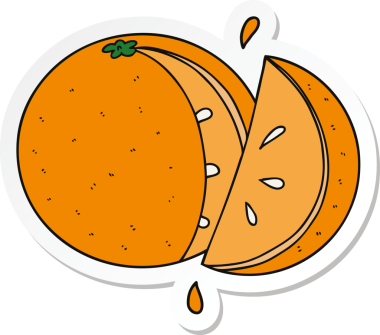 Bir insan tarafından çizilmiş portakal diliminin çıkartması.