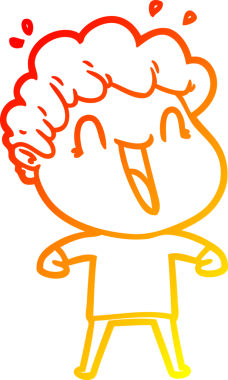 Bir insan tarafından çizilmiş gülen mutlu bir adamın çizgi film çizimi.