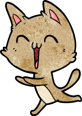 Mutlu çizgi film kedisi miyavlıyor bir insan tarafından