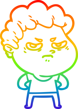 Bir insan tarafından çizilmiş kızgın bir adamın çizdiği gökkuşağı gradyanı çizimi