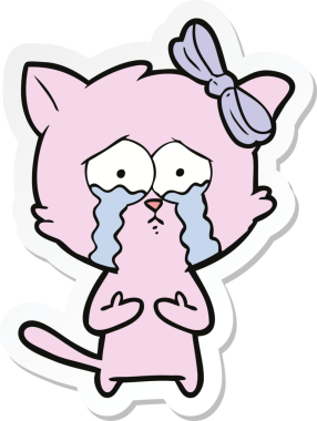 Bir insan tarafından çizilmiş çizgi film kedisinin çıkartması.