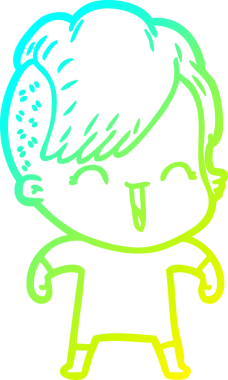 Bir insan tarafından çizilmiş, mutlu bir hipster kız çizgi filmi.