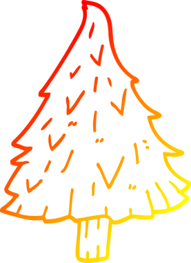 Bir insan tarafından çizilmiş bir karikatür Noel ağacının sıcak gradyan çizimi