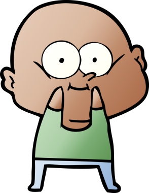 Bir insan tarafından çizilmiş kel bir adam.