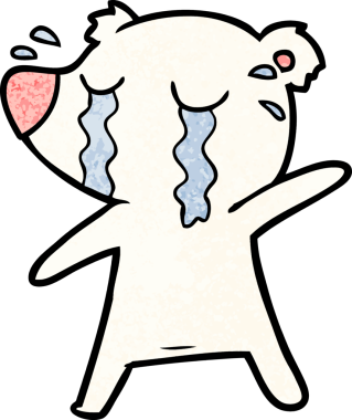 Bir insan tarafından çizilmiş üzgün küçük kutup ayısı çizgi filmi.