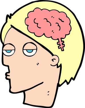 Bir insan tarafından çizilmiş beyin sembollü çizgi film başı