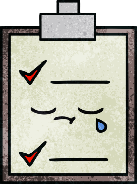 Bir insan tarafından çizilmiş kontrol listesinin retro grunge desen karikatürü