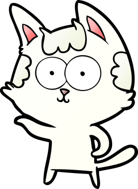 Bir insan tarafından çizilmiş mutlu çizgi film kedisi.