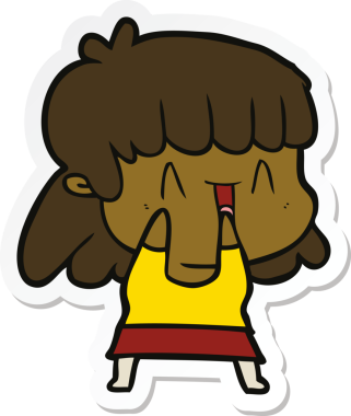 Bir insan tarafından çizilmiş bir karikatür kadının çıkartması.