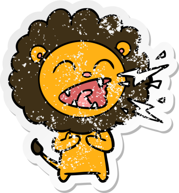 Bir insan tarafından çizilmiş kükreyen bir aslanın sıkıntılı çıkartması.