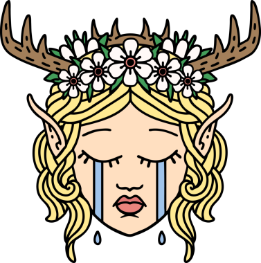 Retro Dövme Tarzı Ağlayan Elf Büyücüsü karakteri bir insan tarafından çizilmiş