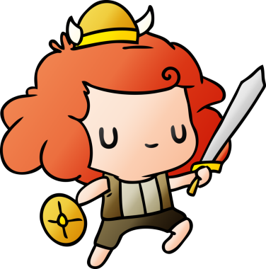 gradyan çizgi film çizimi kawaii şirin viking çocuk bir insan tarafından çizildi