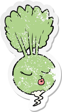 Bir insan tarafından çizilmiş karikatür kökü bitkisinin sıkıntılı çıkartması.