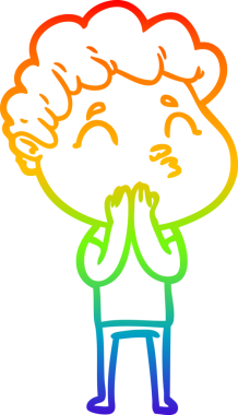 Gökkuşağı gradyan çizgi çizimi bir insan tarafından çizilen bir çizgi film adamı