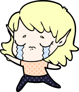 Bir insan tarafından çizilmiş ağlayan elf kızı.