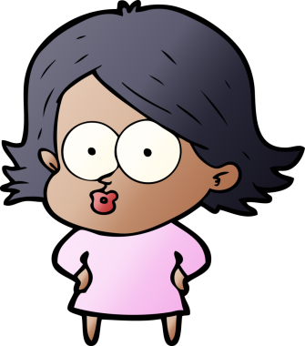 Çizgi film kızı somurtuyor bir insan tarafından