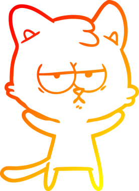 Bir insan tarafından çizilmiş sıkılmış çizgi film kedisinin sıcak çizgi çizgisi.