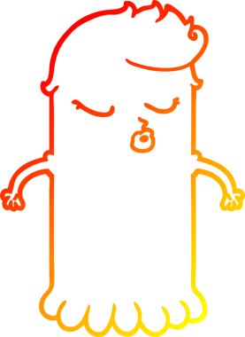 Bir insan tarafından çizilmiş sevimli bir hayaletin sıcak çizgi çizimi