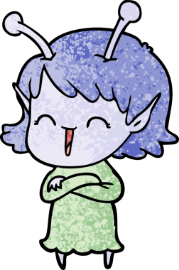 Bir insan tarafından çizilmiş uzaylı kız.