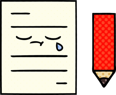 bir insan tarafından çizilmiş bir test kağıdının çizgi roman tarzı karikatürü