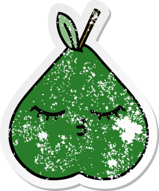 Bir insan tarafından çizilmiş şirin bir armutun sıkıntılı çıkartması.