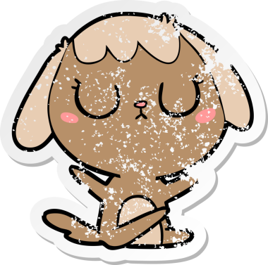 Bir insan tarafından çizilmiş şirin bir köpeğin sıkıntılı çıkartması.