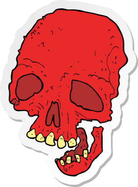 Bir insan tarafından çizilmiş ürkütücü bir karikatür çıkartması.