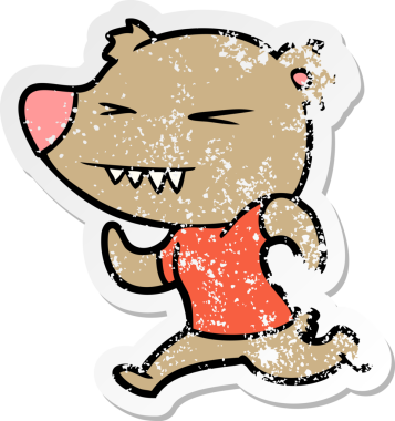 Bir insan tarafından çizilen kızgın ayı çizgi filminin sıkıntılı çıkartması.