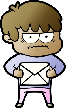 Bir insan tarafından çizilmiş sinirli çizgi film çocuğu.