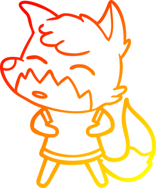 Bir insan tarafından çizilmiş bir tilkinin sıcak çizgi çizimi