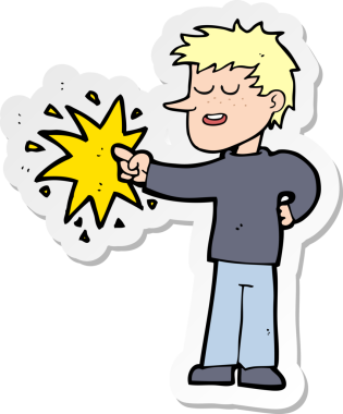 Bir insan tarafından çizilmiş karikatür çıkartması.