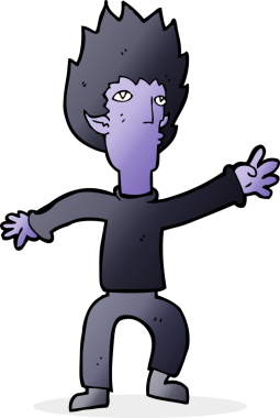 Bir insan tarafından çizilmiş bir vampir çizgi filmi.