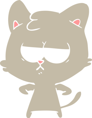 Sıkıcı düz renkli çizgi film kedisi bir insan tarafından çizildi