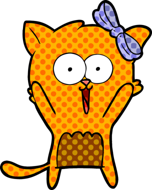 Bir insan tarafından çizilmiş çizgi film kedisi.