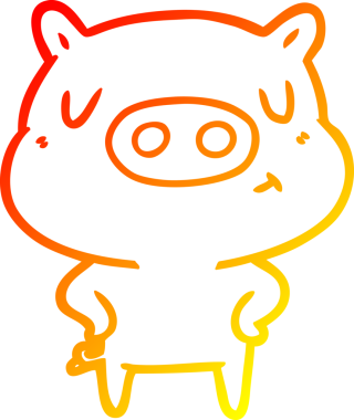 Bir insan tarafından çizilen çizgi film içerikli domuzun sıcak çizgi çizimi