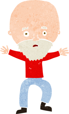 Bir insan tarafından çizilmiş yaşlı adam panikliyor.