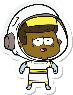 Bir insan tarafından çizilmiş yorgun bir astronotun çıkartması.