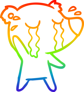 Gökkuşağı gradyan çizgi çizimi bir insan tarafından çizilmiş ağlayan ayı