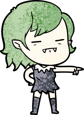 Bir insan tarafından çizilmiş ölümsüz vampir kız çizgi filmi.