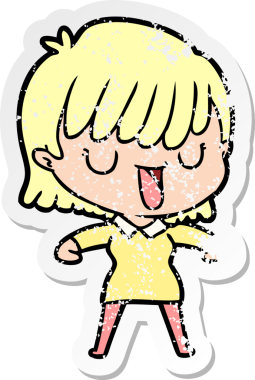 Bir insan tarafından çizilmiş karikatür bir kadının sıkıntılı çıkartması.