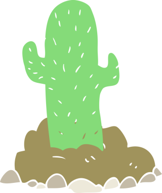 Bir insan tarafından çizilen kaktüsün düz renk çizimi