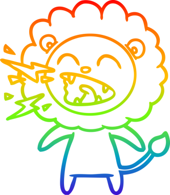 Gökkuşağı gradyan çizgi çizimi Bir insan tarafından çizilmiş kükreyen bir aslan