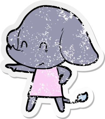 Bir insan tarafından çizilmiş şirin bir filin sıkıntılı çıkartması