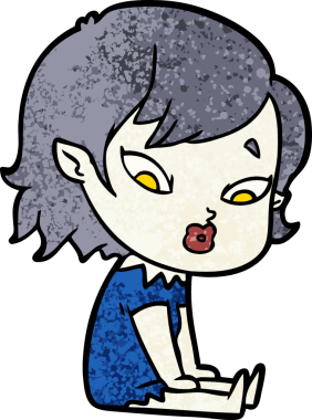 Bir insan tarafından çizilmiş şirin vampir kız çizgi filmi.