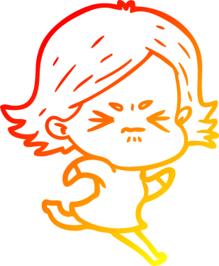 Bir insan tarafından çizilmiş kızgın bir kızın sıcak çizgi çizimi