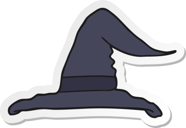 Bir insan tarafından çizilmiş bir cadı şapkasının çıkartması.