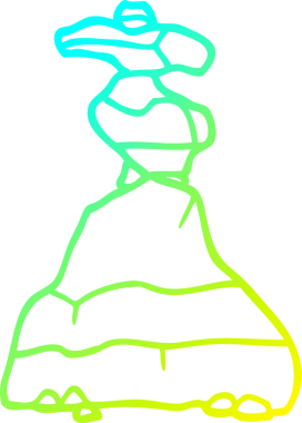 Bir insan tarafından çizilmiş karikatür kayalarının soğuk gradyan çizgileri.