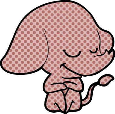 Bir insan tarafından çizilmiş gülümseyen bir fil.