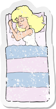 Bir insan tarafından çizilmiş uyuyan bir karikatürdeki gerilimli çıkartma.