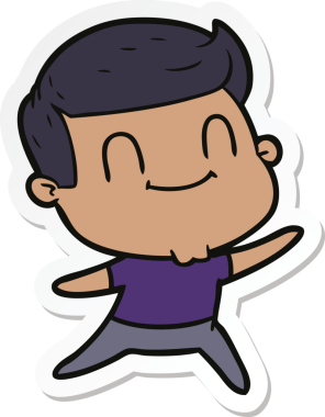 Bir insan tarafından çizilmiş, karikatür dostu bir adamın çıkartması.